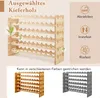 A collage of images showcasing a wooden wine rack, its features, and different color options. Produktbild-Vorschau