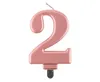 Świeczka cyferka 2, metalik Rose Gold, 8 cm Podgląd zdjęcia produktu 1