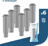 A group of water filters are displayed with packaging and marketing text. Produktbild-Vorschau