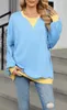 ASKSA Damen Sweatshirt Oversized Farbblock Rundhals Casual Produktbild-Vorschau 2