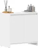 A white cabinet with two doors, decorated with a few items on top. Produktbild-Vorschau