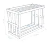 A line drawing of a wooden log rack with dimensions indicated. Podgląd zdjęcia produktu
