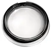 A top-down view of a silver and black insulated tumbler lid with a white interior. Produktbild-Vorschau