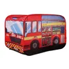 A red toy fire truck tent against a white background. Produktbild-Vorschau