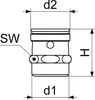 A technical drawing of a plumbing component with dimensions labeled. Náhled obrázku produktu