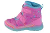 A single pink boot with a colorful splatter pattern and blue accents, shown against a white background. Produktbild-Vorschau