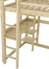 A close-up view of a wooden bunk bed with a ladder and shelves. Produktbild-Vorschau