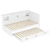 A white daybed with a pull-out trundle bed, shown from a slightly elevated side angle against a white background. Produktbild-Vorschau