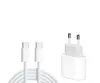 A white USB-C charging set including a power adapter and a cable, isolated on a white background. Produktbild-Vorschau