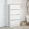 vidaXL Skriňa na topánky so 4 chlopňami biela 80x21x163,5 Náhľad obrázku produktu 3