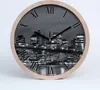 Holzuhr 25fi cm wanduhr - schwarze Spitzen - Manhattan New Produktbild-Vorschau 1