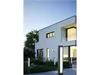 Modern house exterior at dusk with outdoor lighting. Produktbild-Vorschau
