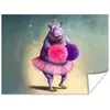 MuchoWow® Poster Nilpferd - Blumen - Ballerina - Pompons - Produktbild-Vorschau 1