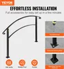 A black metal handrail for stairs is shown, with accompanying text and images detailing its features and installation. Voir les images du produit