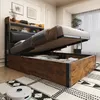 A bedroom scene featuring a bed with storage, a robot vacuum cleaner on a rug, and a window with curtains. Produktbild-Vorschau