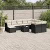 11-tlg. Garten-Sofagarnitur mit Kissen Schwarz Poly Rattan Produktbild-Vorschau 2