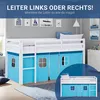 Homestyle4u podkrovná posteľ 90x200 záclona modrá detská Náhľad obrázku produktu 3