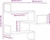 A diagram showing the dimensions of a set of wall shelves. Náhled obrázku produktu