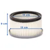 A cylindrical air filter with dimensions indicated by measurement lines and text. Produktbild-Vorschau