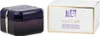 A product shot of a purple glass jar of body cream next to its white and gold box packaging. Podgląd zdjęcia produktu