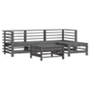 5-tlg. Garten-Lounge-Set mit Kissen Grau Massivholz Produktbild-Vorschau 3