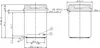 Technical drawing of glass jars with dimensions and details. Náhled obrázku produktu