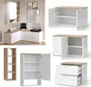 A collage of images showcasing different modular furniture pieces from the Vicco Wohnwand Wido collection, presented in a clean, modern setting. Náhled obrázku produktu