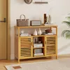 GOPLUS Badezimmerschrank Bambus, Aufbewahrungsschrank mit 2 Produktbild-Vorschau 8