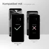 Two Samsung phones are shown side-by-side, one with a green checkmark and the other with a red X, indicating compatibility. Produktbild-Vorschau