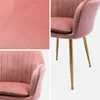 sweeek - 4er-Set Samt-Sessel mit Metallbeinen  - Altrosa Produktbild-Vorschau 5