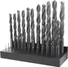 A set of drill bits organized in a black holder. Produktbild-Vorschau