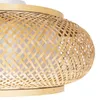 A close-up view of a woven bamboo lampshade. Produktbild-Vorschau