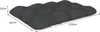 A dark gray tufted floor cushion with dimensions indicated. Voir les images du produit