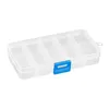 A clear, professional studio shot of a plastic organizer box with multiple compartments and a blue latch, set against a plain white background. Produktbild-Vorschau