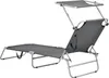 A dark gray chaise lounge with a sunshade, shown from a rear-diagonal angle against a white background. Produktbild-Vorschau