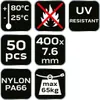 Extreme kabelbinders, 7,6 x 400 mm, wit, 50 stuks. Productafbeelding-voorbeeld 2