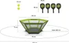 A diagram showing the dimensions and components of a PaddleSmash outdoor ball game set. Produktbild-Vorschau