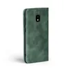 A green flip case for a Samsung Galaxy J7 2017 phone, shown from the side with the cover closed. Produktbild-Vorschau
