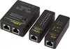 Three black network cable testing devices are arranged diagonally on a white background. Podgląd zdjęcia produktu