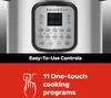 Close-up of the control panel of an Instant Pot Duo Crisp multicooker, with text highlighting its features. Produktbild-Vorschau