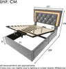 A diagram showing the dimensions of a bed frame with storage. Náhľad obrázku produktu