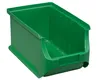 A green plastic storage bin is shown against a white background. Produktbild-Vorschau