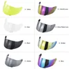 A collage of different colored helmet visors, each labeled with its color. Podgląd zdjęcia produktu