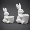 Keramik Hase mit Topf Weiß 20cm – Blumentopf & Osterdeko Produktbild-Vorschau 1