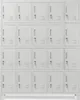 A full frontal view of a gray metal locker unit with 20 compartments. Anteprima dell’immagine prodotto