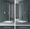 Two images of a shower cabin, one showing left-hand installation and the other right-hand installation. Produktbild-Vorschau