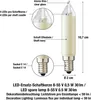 Diagram showing a candle-shaped LED light bulb with callouts for its parts and specifications. Produktbild-Vorschau