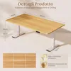 A desk with dimensions and feature callouts, along with a small collage of the desk's surface pattern. Anteprima dell’immagine prodotto