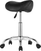 A black saddle stool with a chrome base and wheels. Podgląd zdjęcia produktu
