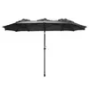 A dark grey patio umbrella with multiple canopies is shown against a white background. Produktbild-Vorschau